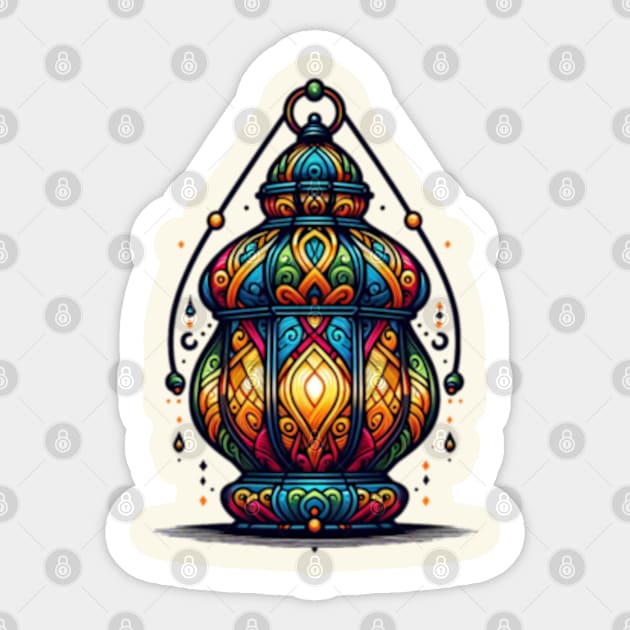 Moorish Charm: Colorful Lantern Artwork Sticker by AmelieDior